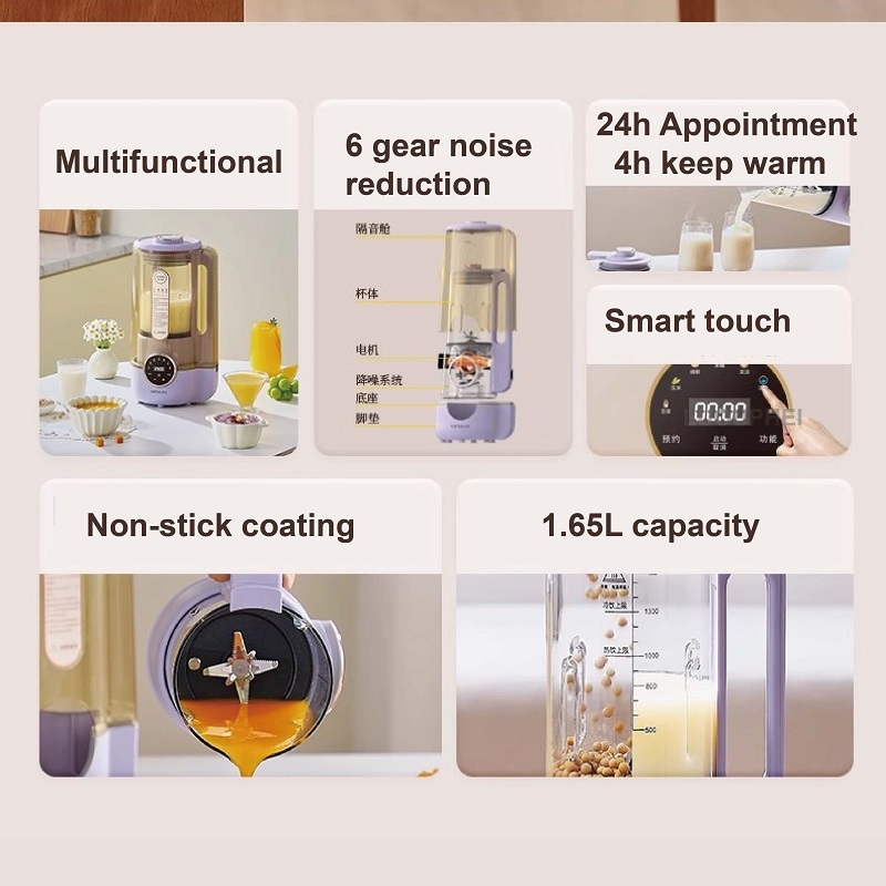 Soy Milk Maker - 1.65L Smart Soymilk Maker High speed