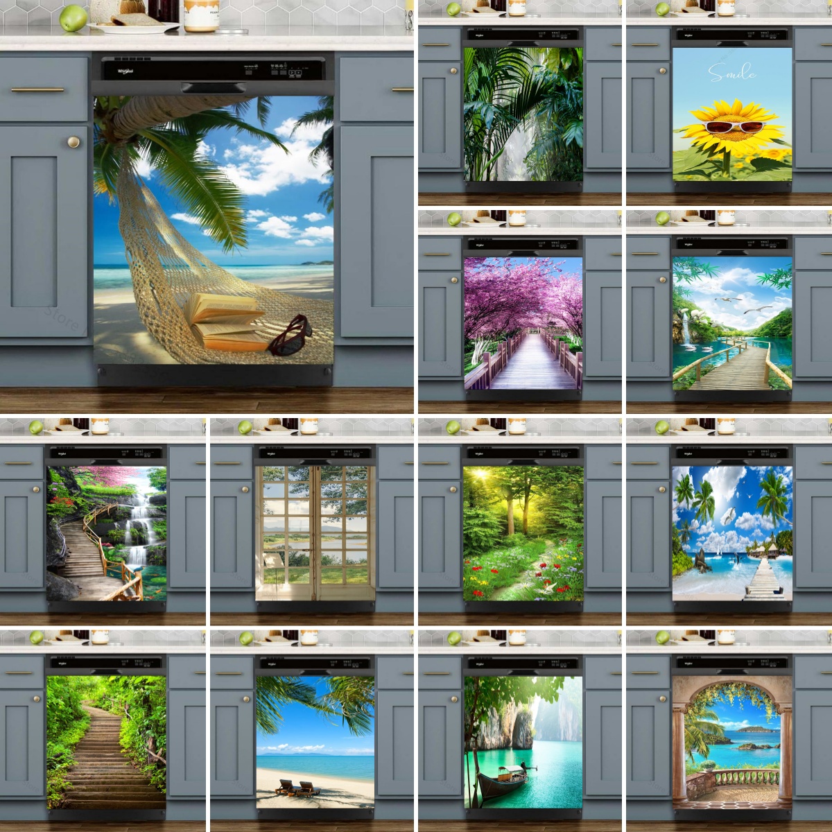 Kitchen Appliances Pictures - Hammock Beach Coconut Trees Dishwasher Sticker